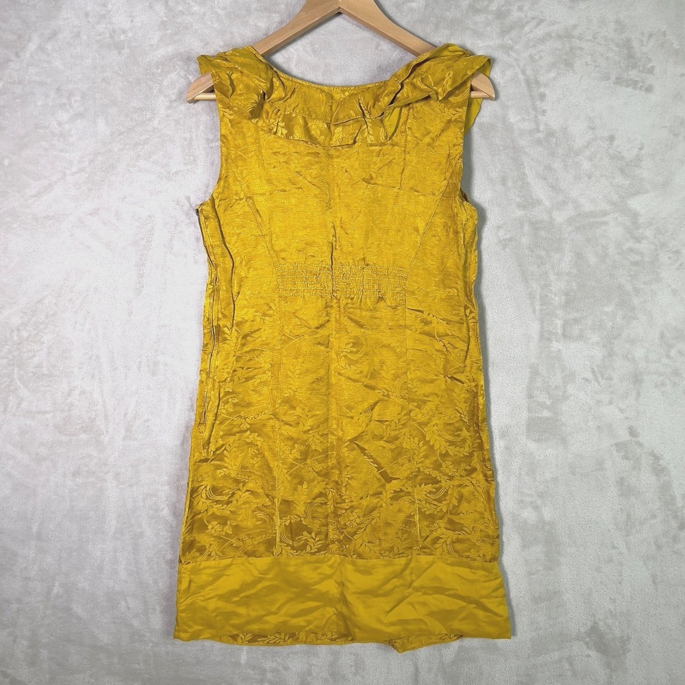 Anthropologie Floreat Catkins Dress Womens 6 Linen Silk Embroidered Jacquard - Picture 2 of 12